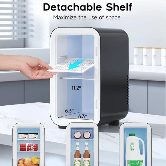 Mini Fridge, 6 Liter/8 Can Small Fridge for Bedroom, Car, Office & Dorm - NEW - Picture 3 of 8